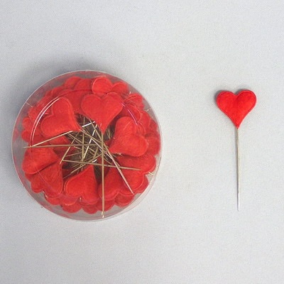 Srdce špendlík filc 24ks 2cm červená